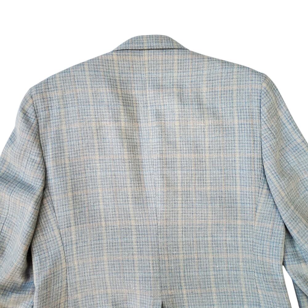 VTG Stafford Ivy Prep Blue Tweed Wool Plaid Check Sport Coat Blazer Jacket 42R - Picture 9 of 16